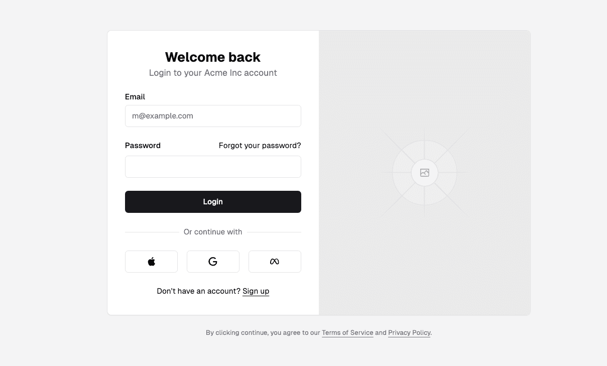 Two-column Login Card