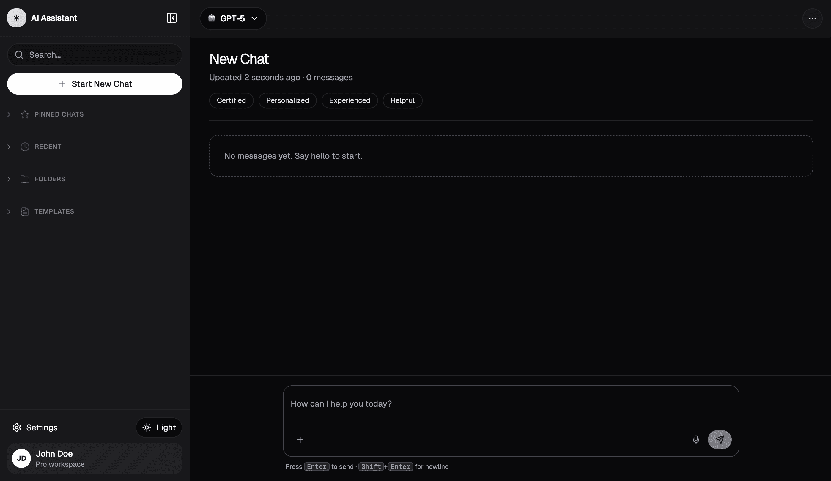Modern AI Chatbot Interface Template