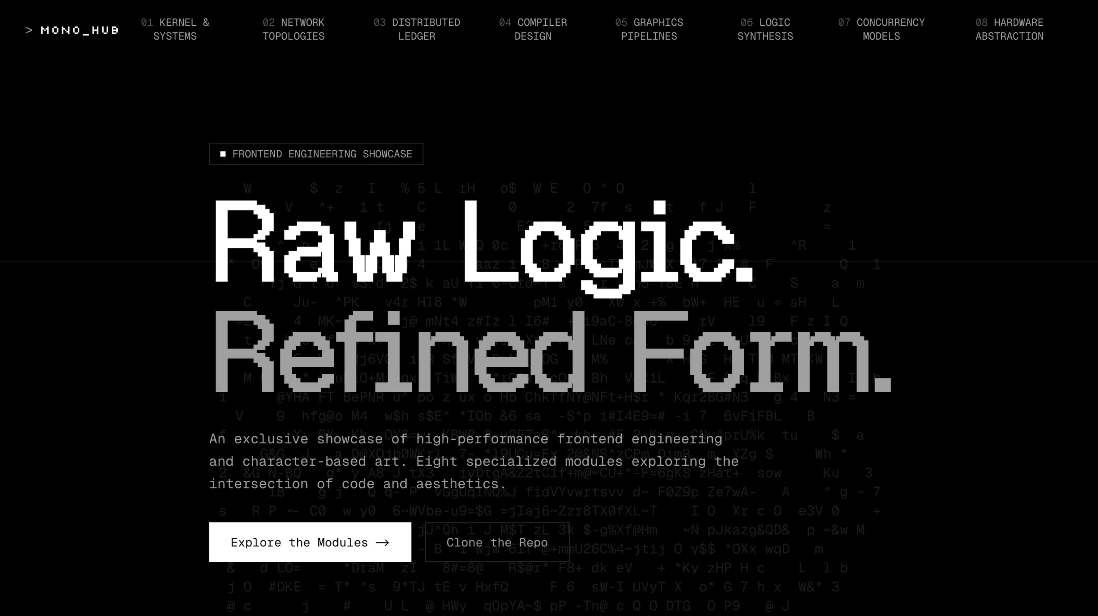 Monochrome ASCII Hub template