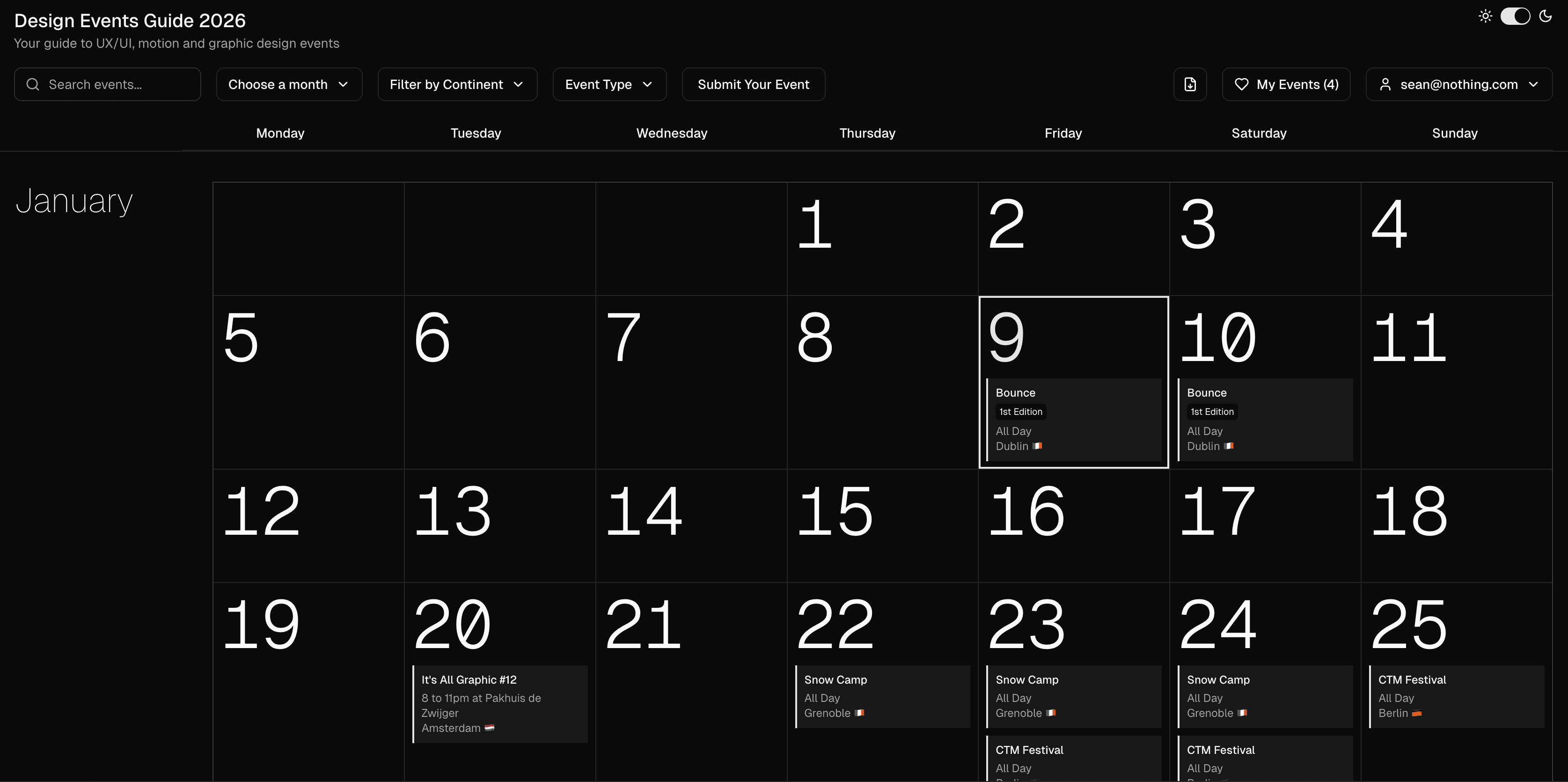 Events Calendar (2026)