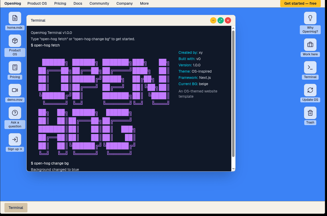 OpenHog: OS-Themed Website Template