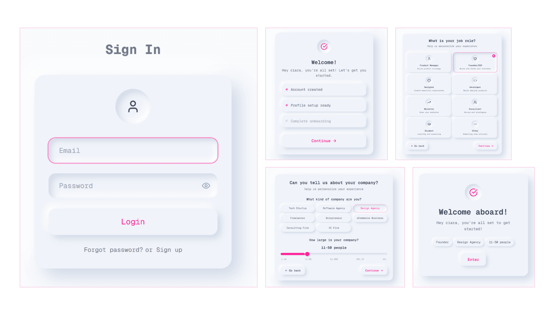 Neumorphic User Onboarding