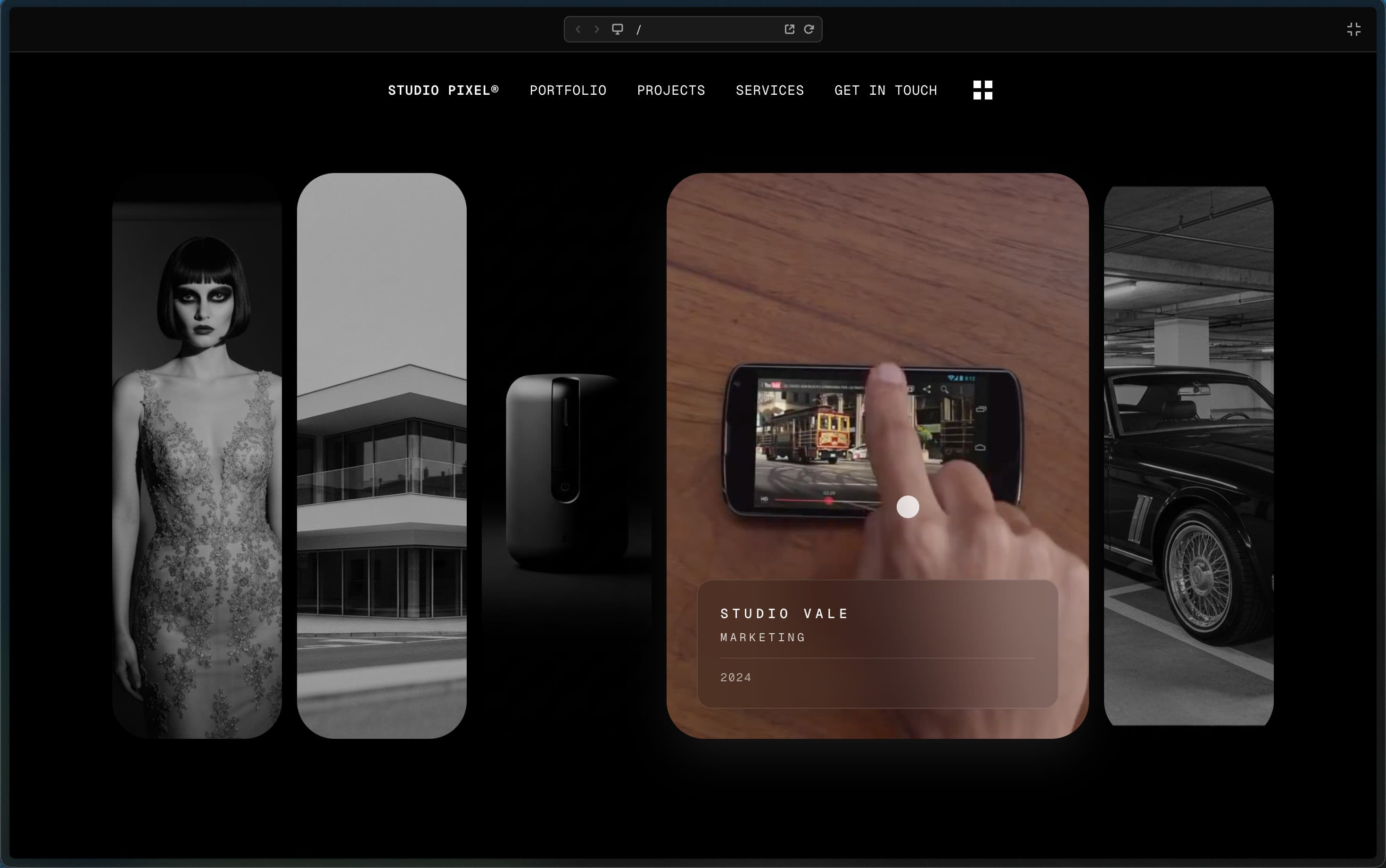 Interactive Portfolio Gallery with Hover Video Cards