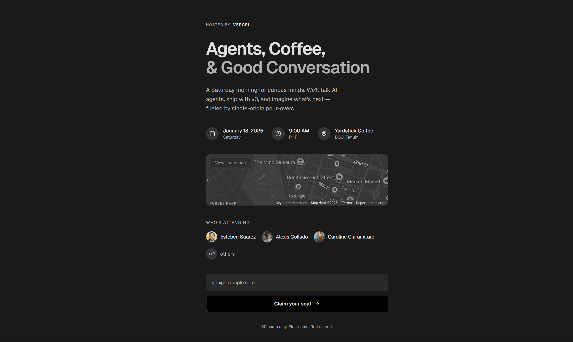 Minimalist Event Sign Up Page