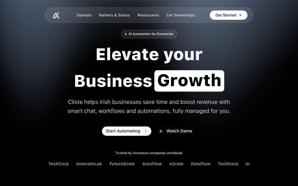 Cliste website navigation